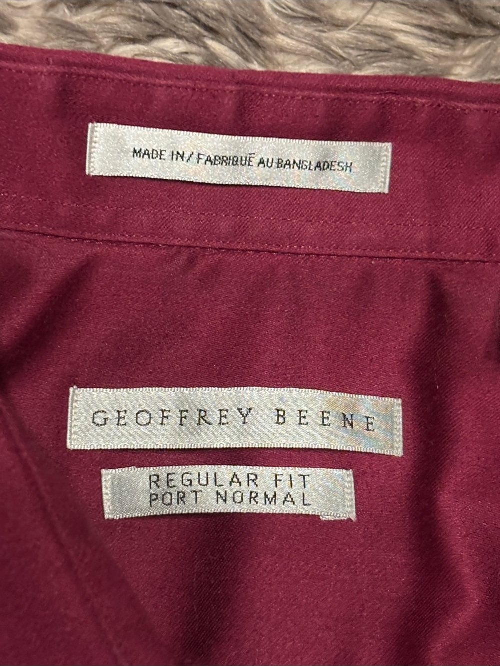 Geoffrey Beene Mens L Burgundy Maroon Wrinkle Free Dress Shirt 16.5 34/35 - Picture 2 of 4